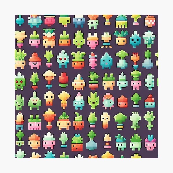 Item preview, Kawaii Cute Pixel Cactus Anime Pattern designed and sold by AeonAcademy.