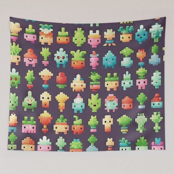 Item preview, Kawaii Cute Pixel Cactus Anime Pattern designed and sold by AeonAcademy.