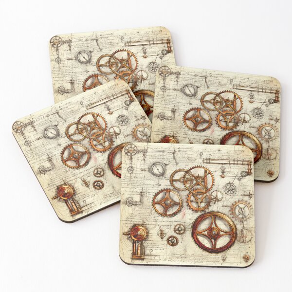 Item preview,  Old Gears Drawings and Design on old Manuscript  designed and sold by BrandonArtWorld.