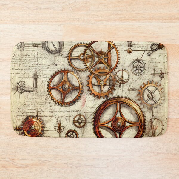 Item preview,  Old Gears Drawings and Design on old Manuscript  designed and sold by BrandonArtWorld.