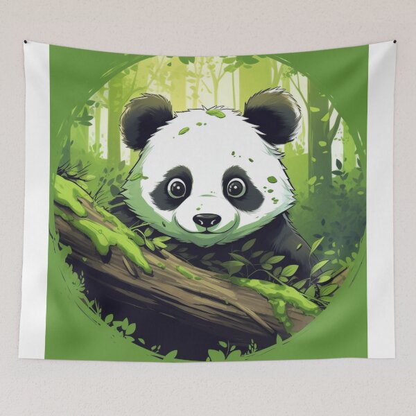 Item preview, cute panda in the forest... green, smile, white and black By Jonathan P. designed and sold by JonathanP514.