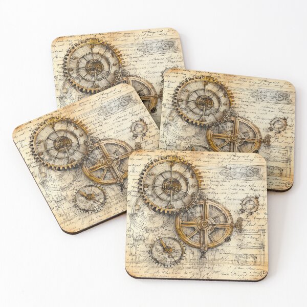 Item preview, Old Gears Drawings and Design on old Manuscript  designed and sold by BrandonArtWorld.