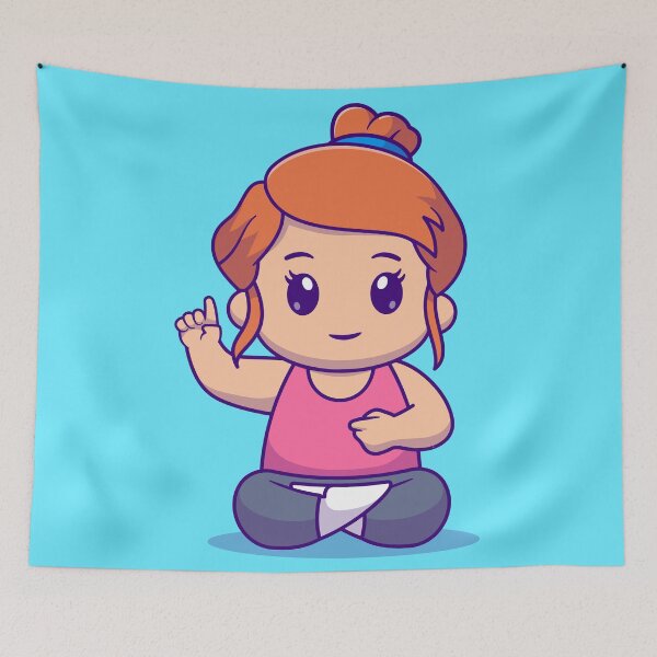 Item preview, Tranquil Moments: Cute Woman in Meditation Yoga Cartoon designed and sold by hjian8219.