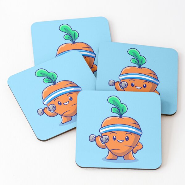 Item preview, Fit and Fun: Cute Carrot Lifting Barbell Cartoon designed and sold by hjian8219.