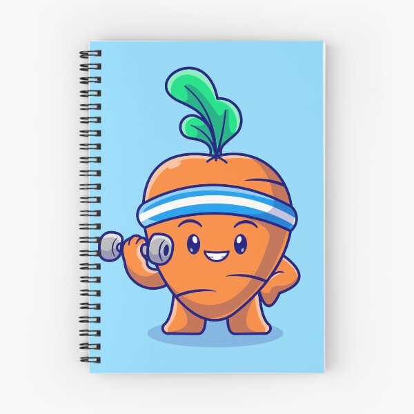 Item preview, Fit and Fun: Cute Carrot Lifting Barbell Cartoon designed and sold by hjian8219.