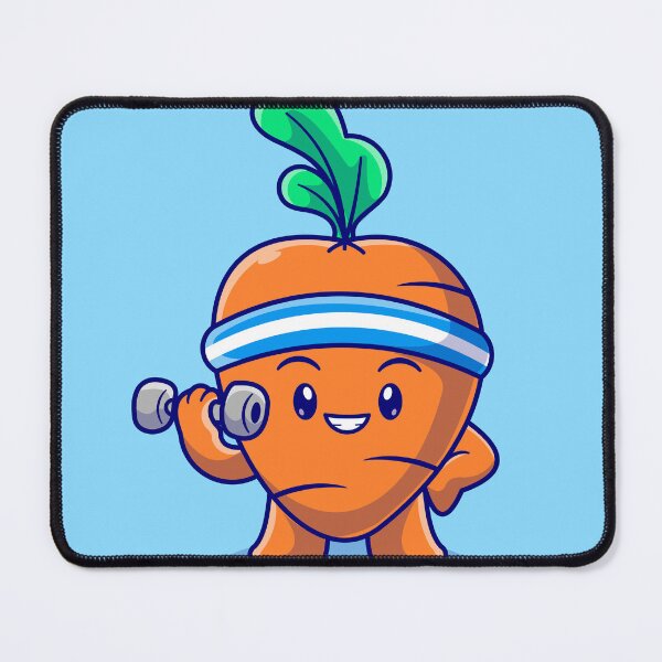 Item preview, Fit and Fun: Cute Carrot Lifting Barbell Cartoon designed and sold by hjian8219.