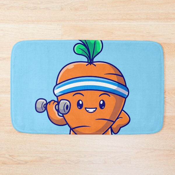 Item preview, Fit and Fun: Cute Carrot Lifting Barbell Cartoon designed and sold by hjian8219.