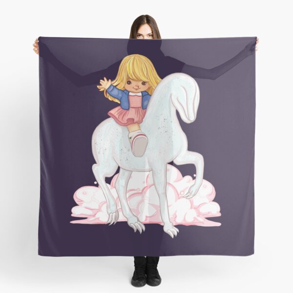Eleven rides a Demogorgon! Cute, 80's cartoon style, Stranger Things fan art (season 1) Scarf