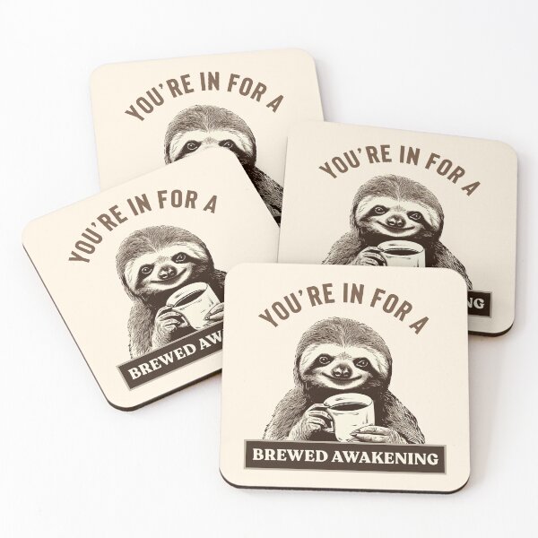 Item preview, Brewed Awakening Sloth Funny designed and sold by Retro Travel Design.