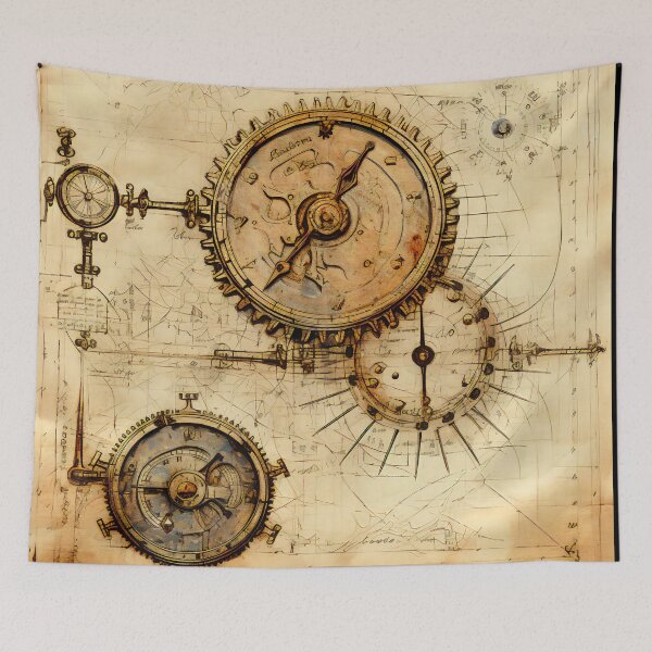 Item preview, Old Gears Drawings and Design on old Manuscript  designed and sold by BrandonArtWorld.