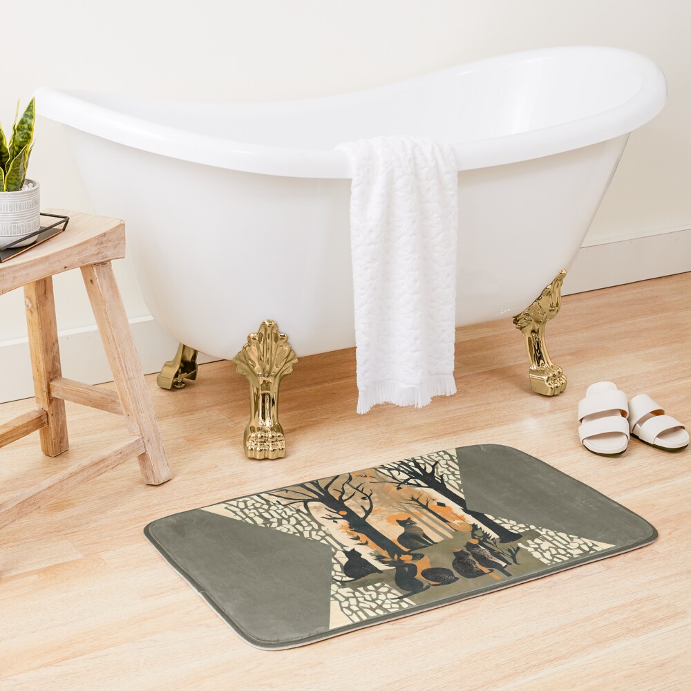 Discover How many cats do you see? (with background) | Bath Mat