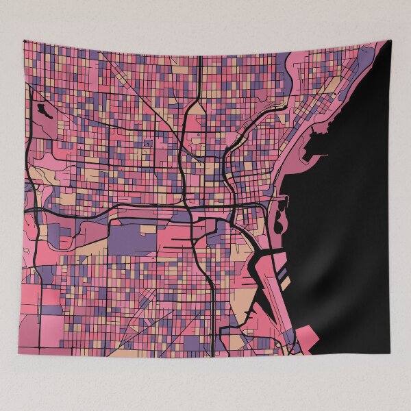 Item preview, Milwaukee Map Pattern in Purple & Pink designed and sold by PatternMaps.