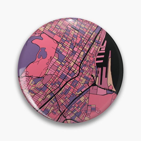 Aperçu de l'œuvre Modèle de carte de Montréal en violet et rose créée et vendue par PatternMaps.
