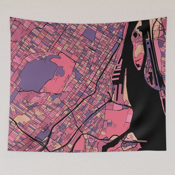 Item preview, Montreal Map Pattern in Purple & Pink designed and sold by PatternMaps.