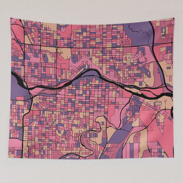 Item preview, Calgary Map Pattern in Purple & Pink designed and sold by PatternMaps.