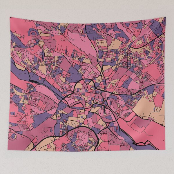 Item preview, Leeds Map Pattern in Purple & Pink designed and sold by PatternMaps.