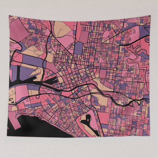 Item preview, Melbourne Map Pattern in Purple & Pink designed and sold by PatternMaps.