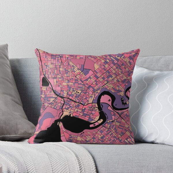 Aperçu de l'œuvre Motif de carte de Perth en violet et rose créée et vendue par PatternMaps.