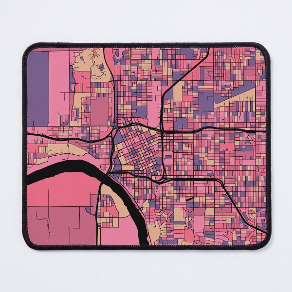 Artikelvorschau, Tulsa-Kartenmuster in Lila und Rosa entworfen und verkauft von PatternMaps.