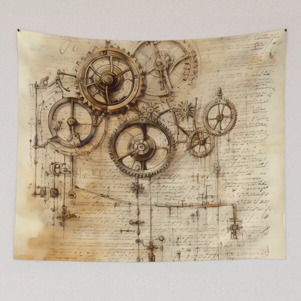 Item preview, Old Gears Drawings and Design on old Manuscript  designed and sold by BrandonArtWorld.