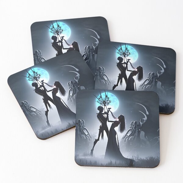 Item preview, Skeleton couple dancing beneath the moon designed and sold by GothicRubette.