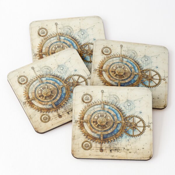 Item preview,  Old Gears Drawings and Design on old Manuscript  designed and sold by BrandonArtWorld.