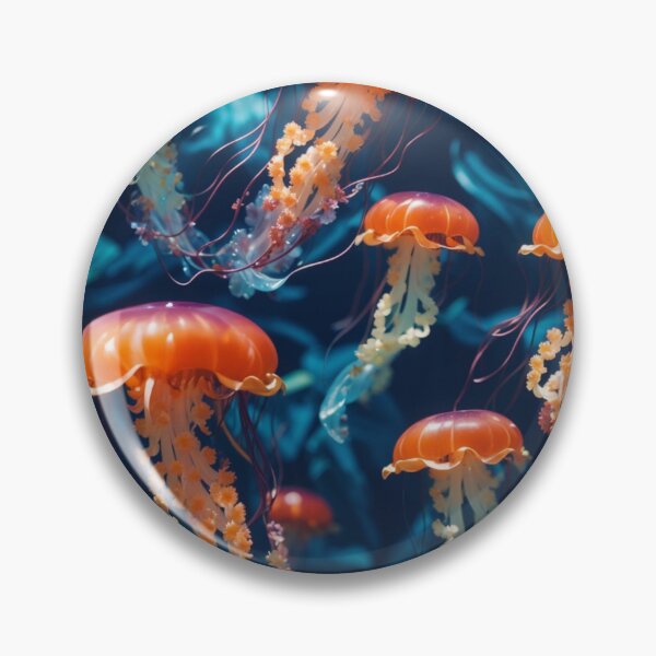 Item preview, Jellyfish Serenade: Colorful Oceanic Beauty on Blue #1 designed and sold by Electric-Easel.