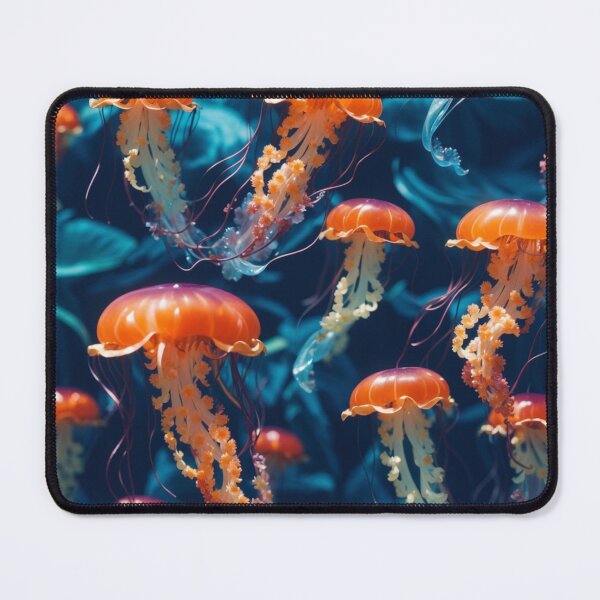 Item preview, Jellyfish Serenade: Colorful Oceanic Beauty on Blue #1 designed and sold by Electric-Easel.