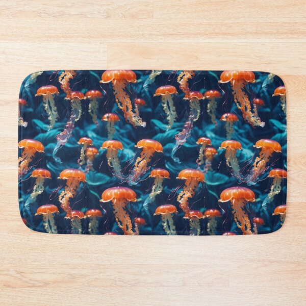 Item preview, Jellyfish Serenade: Colorful Oceanic Beauty on Blue #1 designed and sold by Electric-Easel.