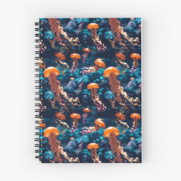 Item preview, Jellyfish Serenade: Colorful Oceanic Beauty on Blue #2 designed and sold by Electric-Easel.