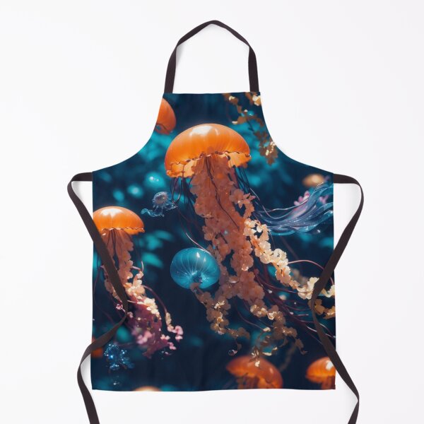 Item preview, Jellyfish Serenade: Colorful Oceanic Beauty on Blue #2 designed and sold by Electric-Easel.