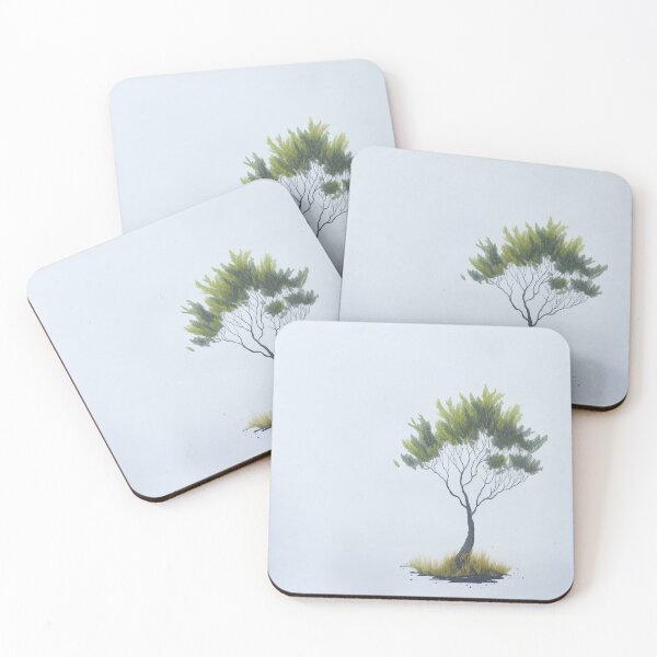 Item preview, Minimalist Trees Nature Green Brown Grass Drawing designed and sold by druidwolfart.