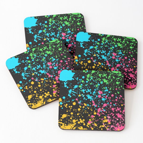 Item preview, Cool Retro Pattern 70s 80s Bright Paint Splatter on Black Background designed and sold by manzee.