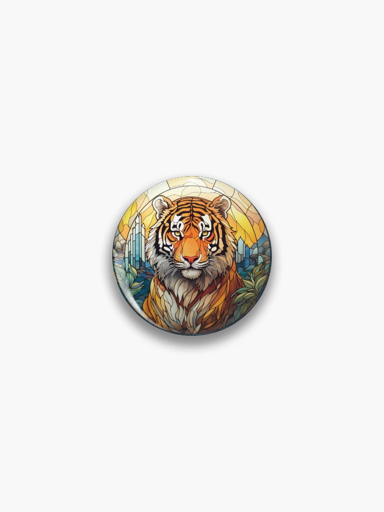 Thumbnail 1 of 3, Pin, Stained Glass Predator designed and sold by RiffraffDesigns.