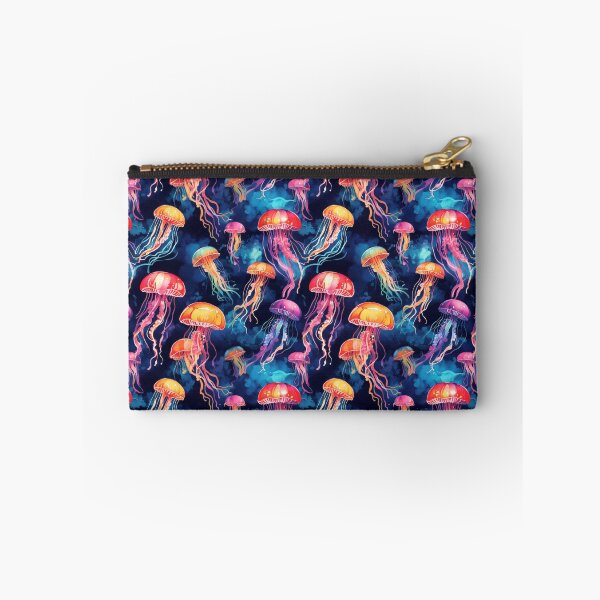 Item preview, Jellyfish Serenade: Colorful Oceanic Beauty on Blue #3 designed and sold by Electric-Easel.