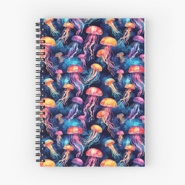 Item preview, Jellyfish Serenade: Colorful Oceanic Beauty on Blue #3 designed and sold by Electric-Easel.
