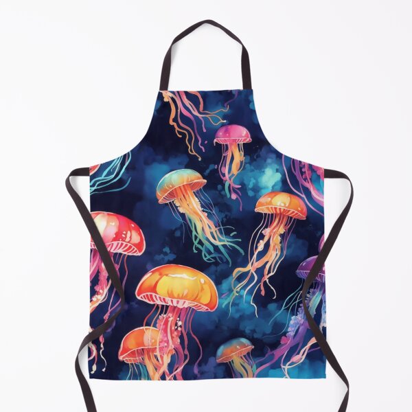 Item preview, Jellyfish Serenade: Colorful Oceanic Beauty on Blue #3 designed and sold by Electric-Easel.