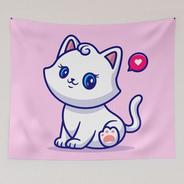 Item preview, Whiskered Whimsy: Cute Cat Girl Sitting Cartoon designed and sold by hjian8219.