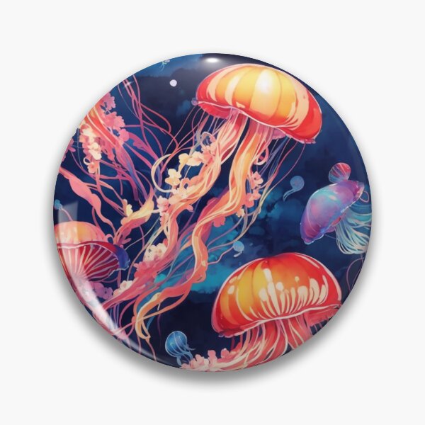 Item preview, Jellyfish Serenade: Colorful Oceanic Beauty on Blue #4 designed and sold by Electric-Easel.