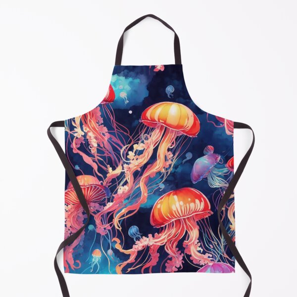 Item preview, Jellyfish Serenade: Colorful Oceanic Beauty on Blue #4 designed and sold by Electric-Easel.