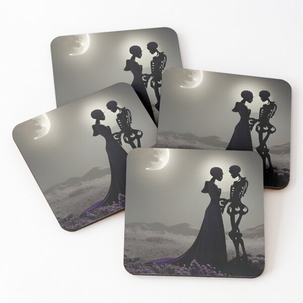 Item preview, Skeleton couple beneath the moon designed and sold by GothicRubette.