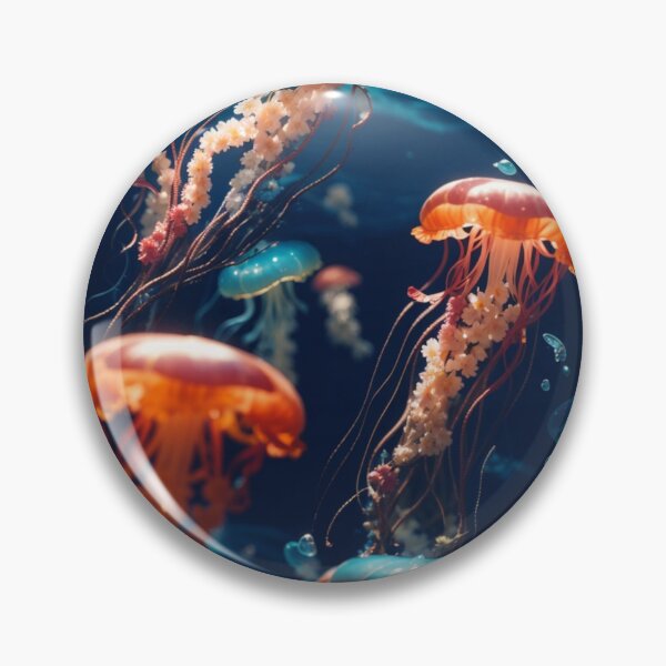Item preview, Jellyfish Serenade: Colorful Oceanic Beauty on Blue #5 designed and sold by Electric-Easel.