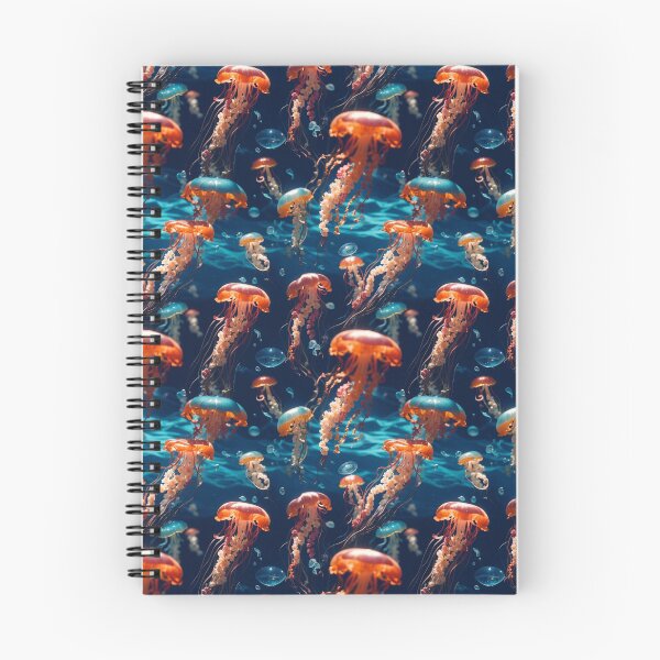 Item preview, Jellyfish Serenade: Colorful Oceanic Beauty on Blue #5 designed and sold by Electric-Easel.