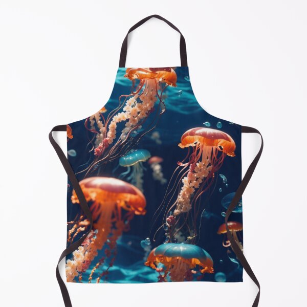 Item preview, Jellyfish Serenade: Colorful Oceanic Beauty on Blue #5 designed and sold by Electric-Easel.