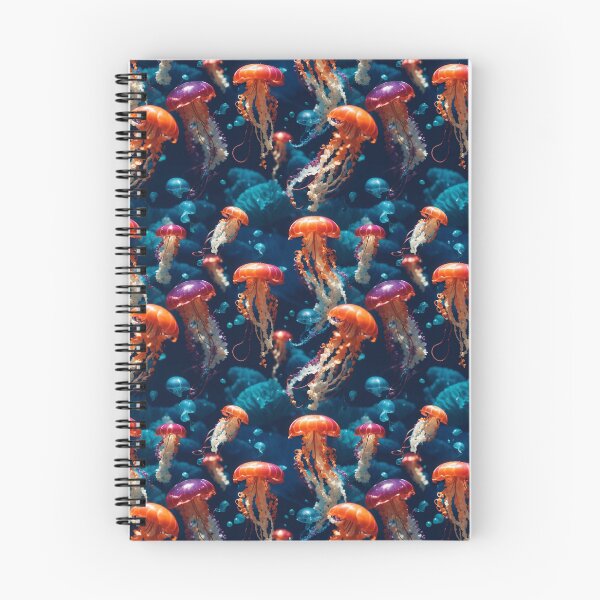 Item preview, Jellyfish Serenade: Colorful Oceanic Beauty on Blue #6 designed and sold by Electric-Easel.