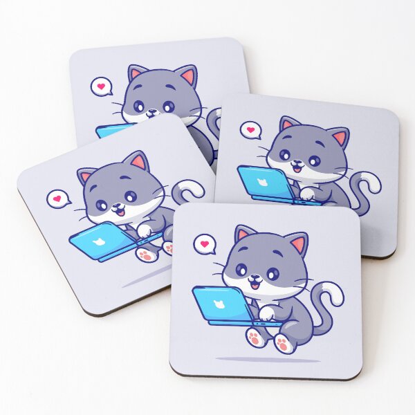 Item preview, Purrfect Productivity: Cute Cat Working Laptop Cartoon designed and sold by hjian8219.