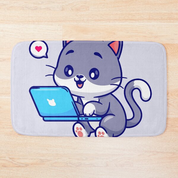 Item preview, Purrfect Productivity: Cute Cat Working Laptop Cartoon designed and sold by hjian8219.