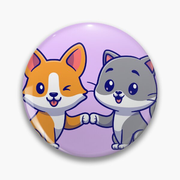 Item preview, Purrfect Pals: Cute Cat and Corgi Dog Cartoon Illustration designed and sold by hjian8219.