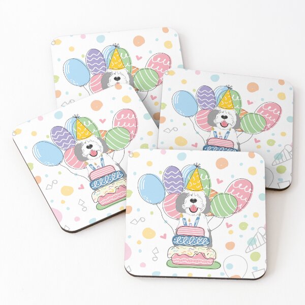 Item preview, Gray White Sheepadoodle Birthday Party 5 designed and sold by Lulupainting.