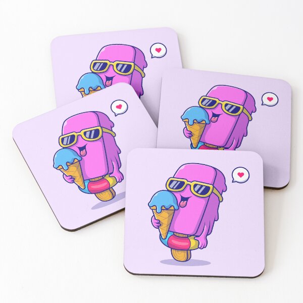 Item preview, "Sweet Summer Delight: Cute Popsicle Eating Ice Cream Cone" designed and sold by hjian8219.